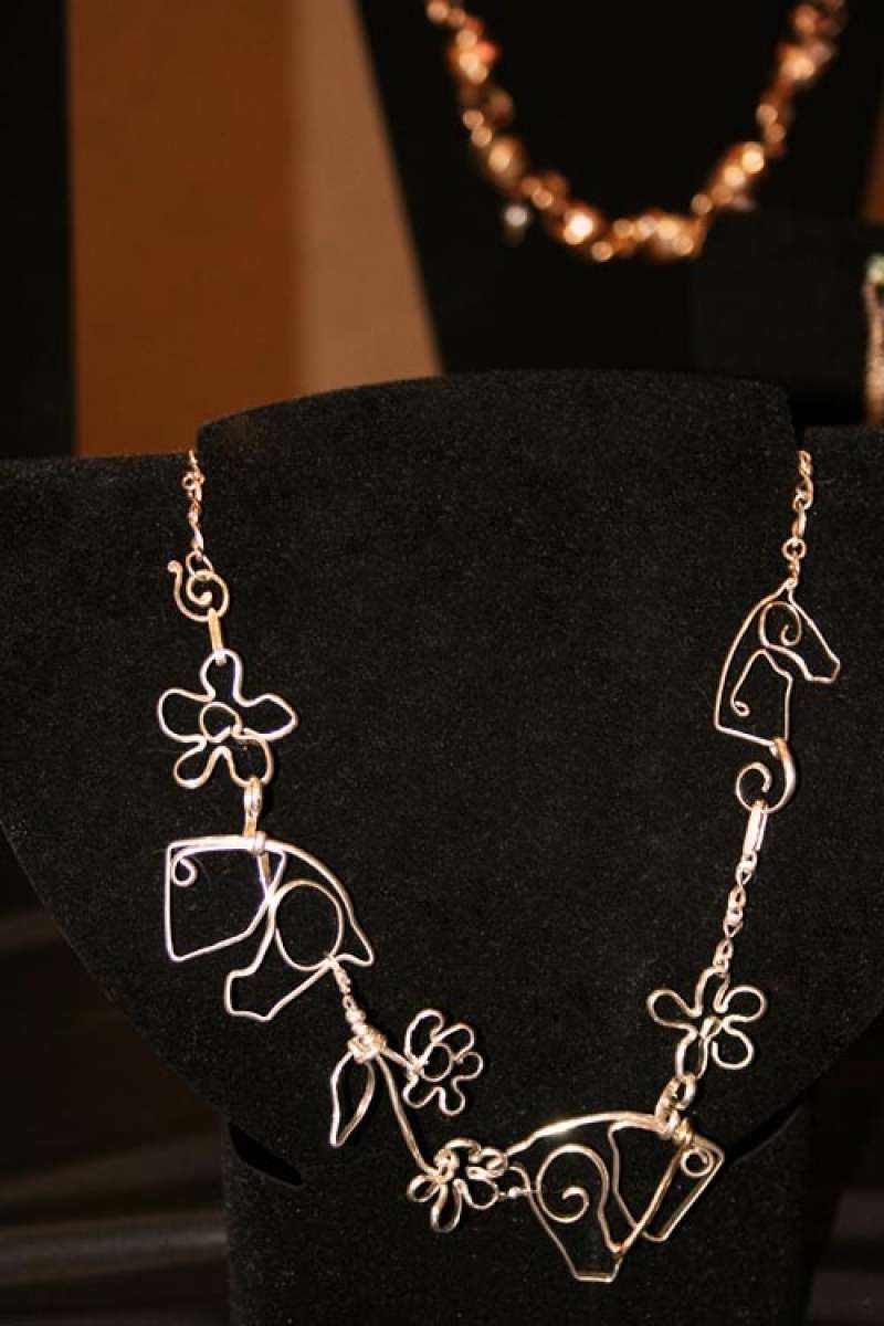 Sterling necklace flowers and horses